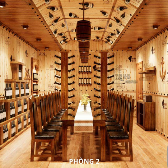 thi công hầm rượu nhà hàng GÒ CÔNG -Q8